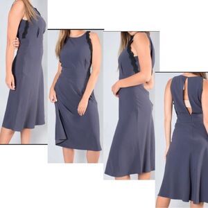 ARITZIA wilfred gray black lace open back sleeveless midi dress Sz 2